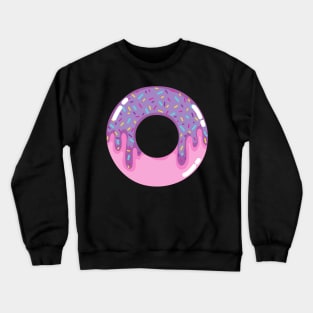 Pink donut with violet frosting and sprinkles Crewneck Sweatshirt